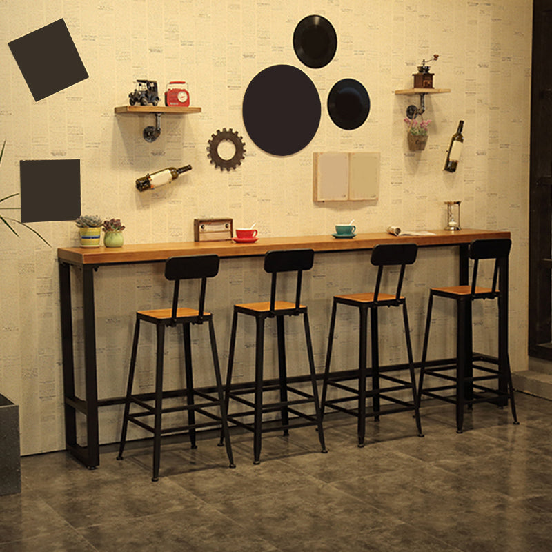 Eettafel op schraagbasis, industriële massief houten bartafel voor bistro