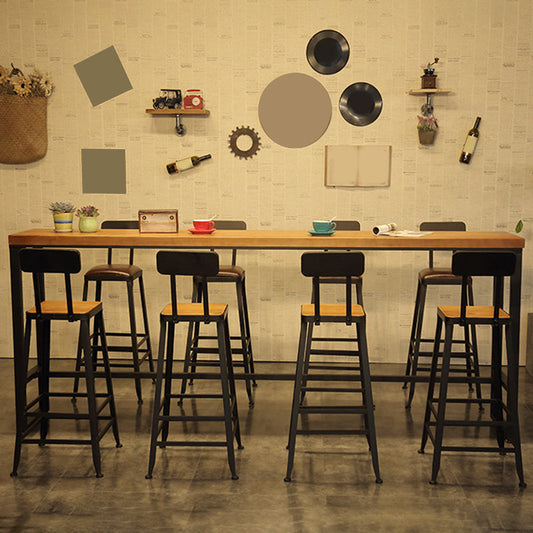 トレッスルベースダイニングテーブルビストロ用工業用ソリッドウッドバーテー​​ブル