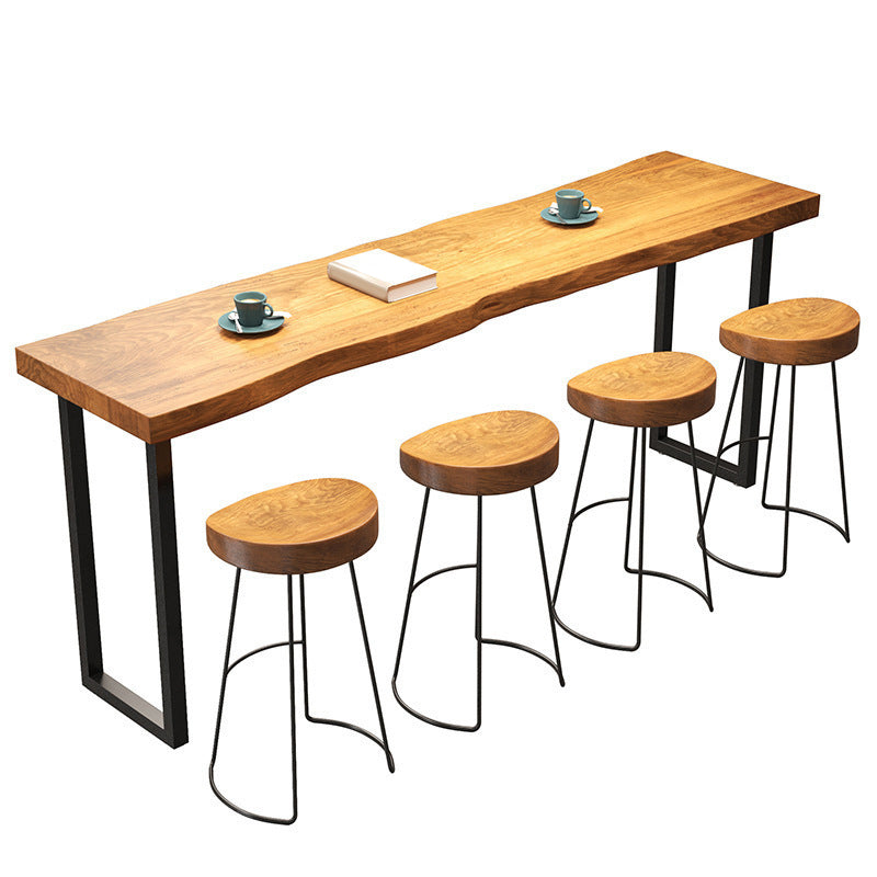 Industrial Rectangle Pub Table Set 1/2/5 Pieces Wooden Bar Table with Backless Stools 5 Pieces: Table, 4 Stools Clearhalo 'Bar Furniture' 'furn' 'furn_home_bar_bar_sets' 'Furniture' 'Home Bars & Bar Sets' 'home_bar_bar_sets' 'Kitchen & Dining Furniture' 6780197