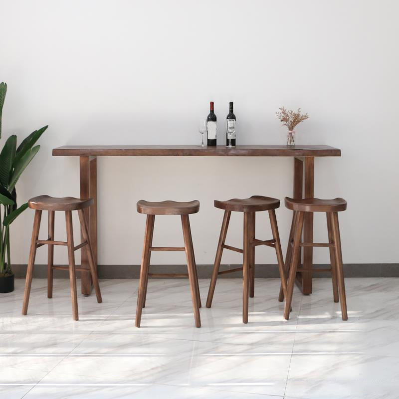 Contemporary Rectangle Pub Table Set 1/4/5 Pcs Bar Table with Wooden Stools 5 Pieces: Table, 4 Stools Clearhalo 'Bar Furniture' 'furn' 'furn_home_bar_bar_sets' 'Furniture' 'Home Bars & Bar Sets' 'home_bar_bar_sets' 'Kitchen & Dining Furniture' 6780212