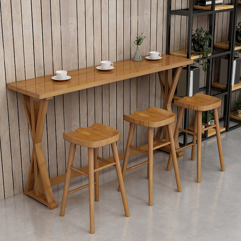 Ensemble de Table de bar rectangulaire moderne, 1/2/4/7 pièces, Table de bar en bois massif et tabourets sans dossier