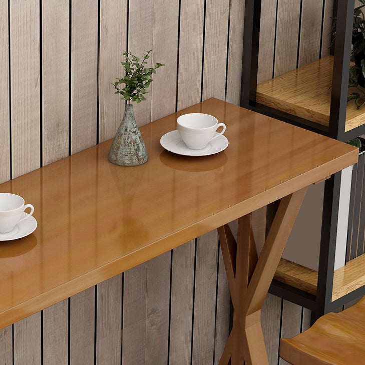 Ensemble de Table de bar rectangulaire moderne, 1/2/4/7 pièces, Table de bar en bois massif et tabourets sans dossier