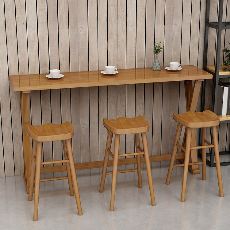 Ensemble de Table de bar rectangulaire moderne, 1/2/4/7 pièces, Table de bar en bois massif et tabourets sans dossier