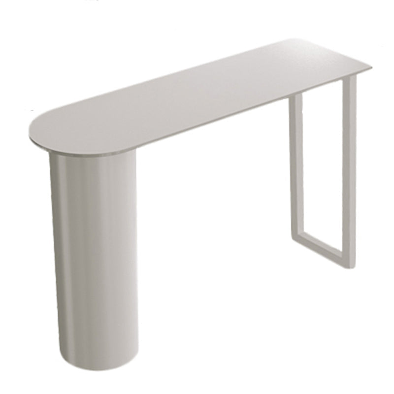 Metal and Stone Pub Set 1/2/3 Pcs Modern Indoor Bar Table with Upholstered Stools White 71"L x 16"W Clearhalo 'Bar Furniture' 'furn' 'furn_home_bar_bar_sets' 'Furniture' 'Home Bars & Bar Sets' 'home_bar_bar_sets' 'Kitchen & Dining Furniture' 6780330
