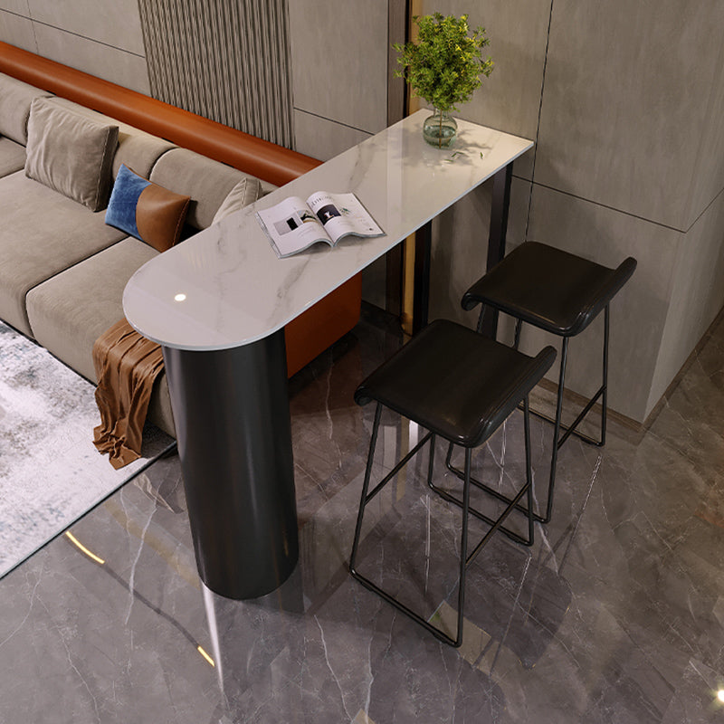 Metal and Stone Pub Set 1/2/3 Pcs Modern Indoor Bar Table with Upholstered Stools Clearhalo 'Bar Furniture' 'furn' 'furn_home_bar_bar_sets' 'Furniture' 'Home Bars & Bar Sets' 'home_bar_bar_sets' 'Kitchen & Dining Furniture' 6780334