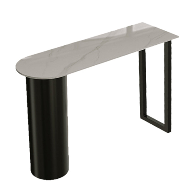 Metal and Stone Pub Set 1/2/3 Pcs Modern Indoor Bar Table with Upholstered Stools White-Black 71"L x 16"W Clearhalo 'Bar Furniture' 'furn' 'furn_home_bar_bar_sets' 'Furniture' 'Home Bars & Bar Sets' 'home_bar_bar_sets' 'Kitchen & Dining Furniture' 6780336