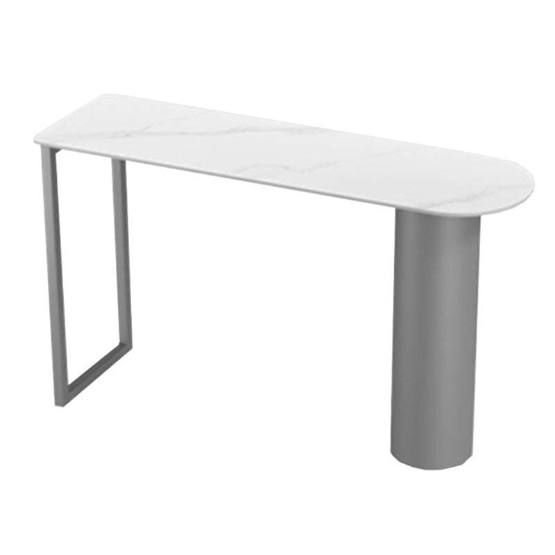 Modern 1/5 Pieces Bar Table Set Stone Counter Table with Stools for Living Room Grey 87"L x 20"W Clearhalo 'Bar Furniture' 'furn' 'furn_home_bar_bar_sets' 'Furniture' 'Home Bars & Bar Sets' 'home_bar_bar_sets' 'Kitchen & Dining Furniture' 6780356