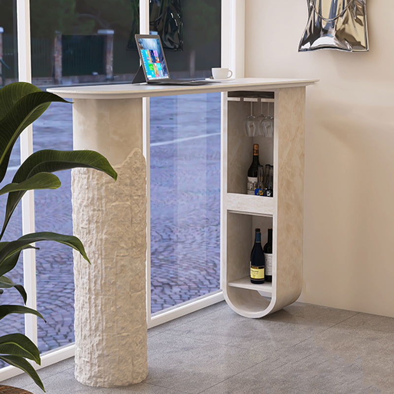 Free Form Bar Table Set 1/2 Pcs Stone Top Bar Table and Solid Wood Stools Clearhalo 'Bar Furniture' 'furn' 'furn_home_bar_bar_sets' 'Furniture' 'Home Bars & Bar Sets' 'home_bar_bar_sets' 'Kitchen & Dining Furniture' 6780369