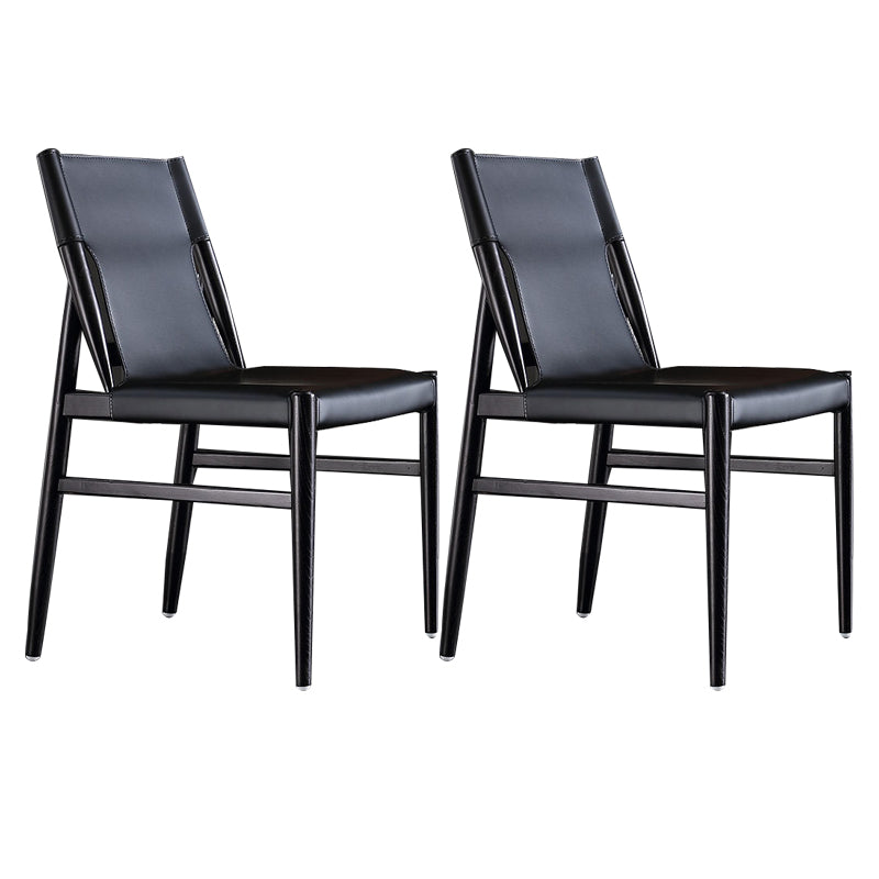 Modern Indoor-Outdoor Dining Chair Solid Wood Faux Leather Side Chair Black 2 Piece Set Clearhalo 'Dining Chairs' 'Dining Tables & Seating' 'dining_chair' 'furn' 'furn_dining_chair' 'Furniture' 'Kitchen & Dining Furniture' 6780516