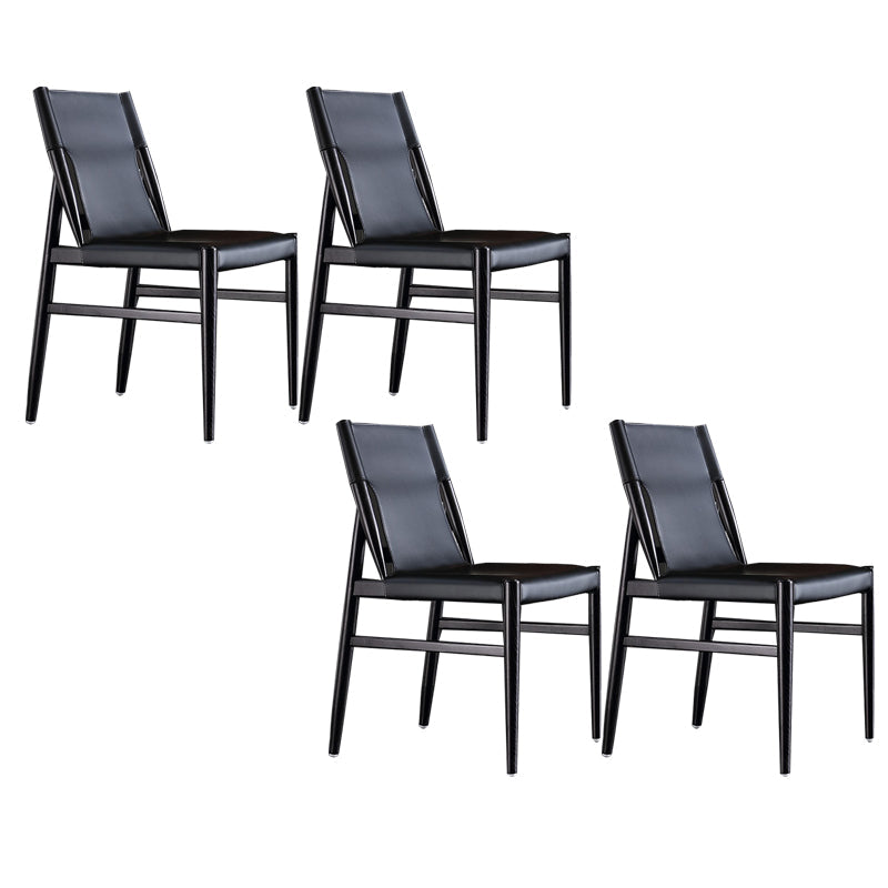 Modern Indoor-Outdoor Dining Chair Solid Wood Faux Leather Side Chair Black 4 Piece Set Clearhalo 'Dining Chairs' 'Dining Tables & Seating' 'dining_chair' 'furn' 'furn_dining_chair' 'Furniture' 'Kitchen & Dining Furniture' 6780518
