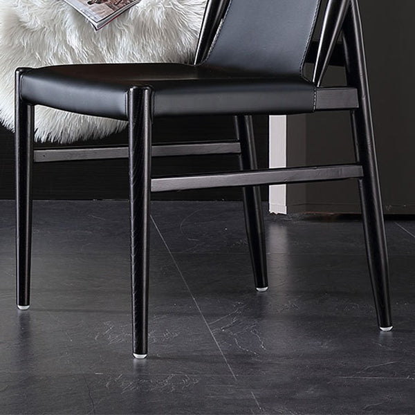 Modern Indoor-Outdoor Dining Chair Solid Wood Faux Leather Side Chair Clearhalo 'Dining Chairs' 'Dining Tables & Seating' 'dining_chair' 'furn' 'furn_dining_chair' 'Furniture' 'Kitchen & Dining Furniture' 6780519