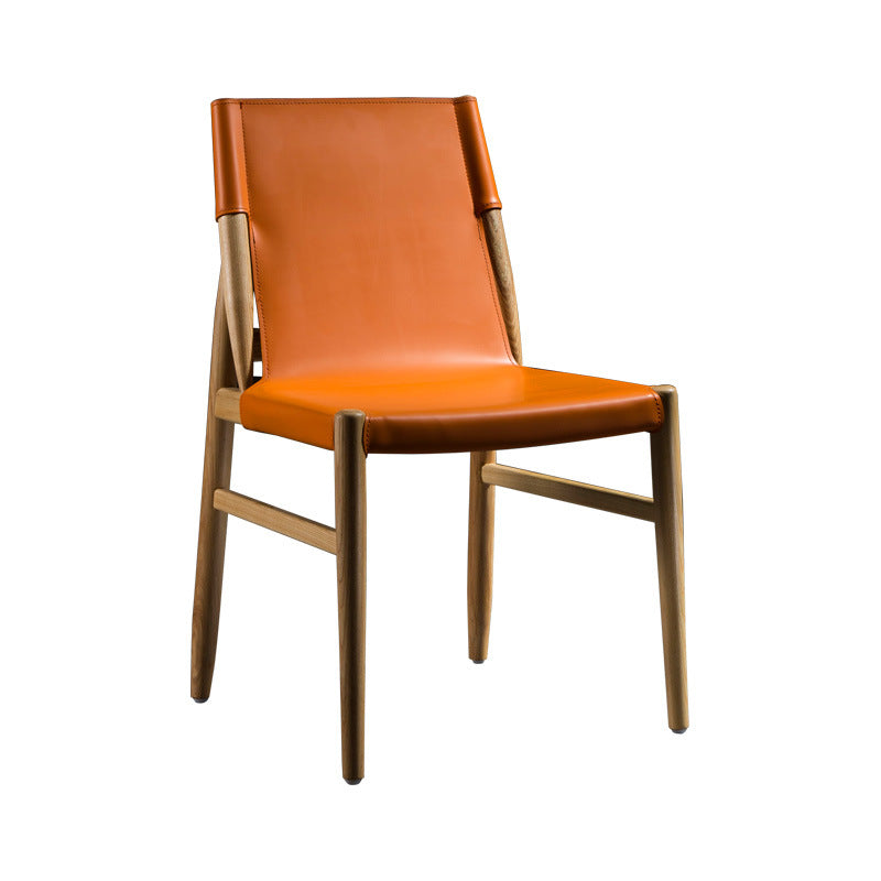 Modern Indoor-Outdoor Dining Chair Solid Wood Faux Leather Side Chair Clearhalo 'Dining Chairs' 'Dining Tables & Seating' 'dining_chair' 'furn' 'furn_dining_chair' 'Furniture' 'Kitchen & Dining Furniture' 6780522