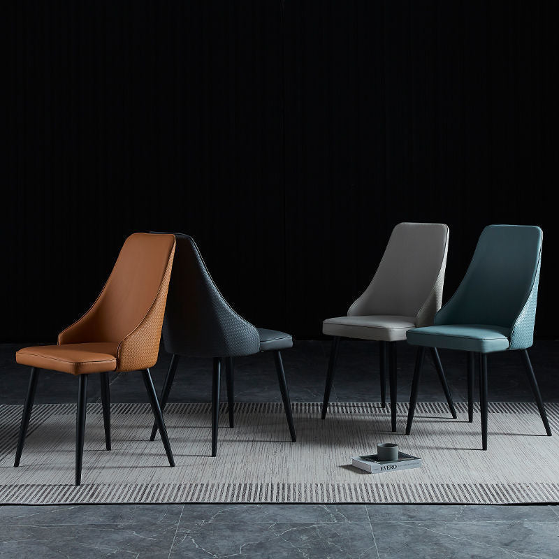 Sedia imbottita sala da pranzo industriale in pelle finta sedia parsons