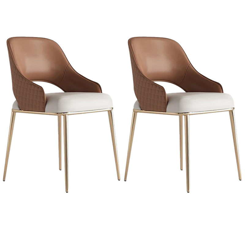 Kitchen Glam Side Chair Metal Legs Open Back Dining Arm Chair 2 Piece Set Gold Clearhalo 'Dining Chairs' 'Dining Tables & Seating' 'dining_chair' 'furn' 'furn_dining_chair' 'Furniture' 'Kitchen & Dining Furniture' 6780740