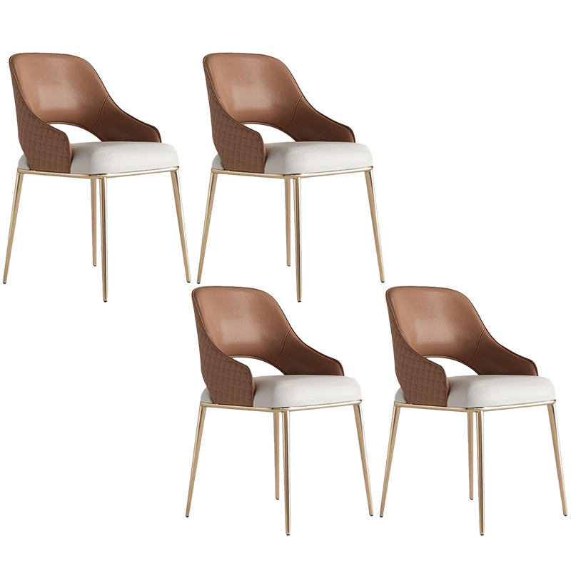 Kitchen Glam Side Chair Metal Legs Open Back Dining Arm Chair 4 Piece Set Gold Clearhalo 'Dining Chairs' 'Dining Tables & Seating' 'dining_chair' 'furn' 'furn_dining_chair' 'Furniture' 'Kitchen & Dining Furniture' 6780742