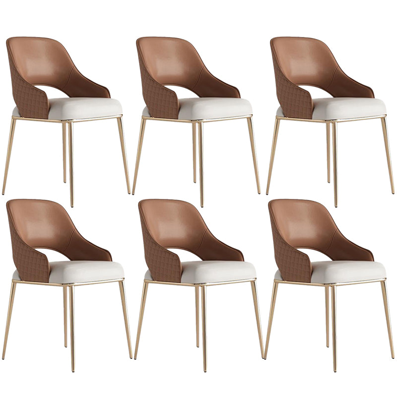 Kitchen Glam Side Chair Metal Legs Open Back Dining Arm Chair 6 Piece Set Gold Clearhalo 'Dining Chairs' 'Dining Tables & Seating' 'dining_chair' 'furn' 'furn_dining_chair' 'Furniture' 'Kitchen & Dining Furniture' 6780745