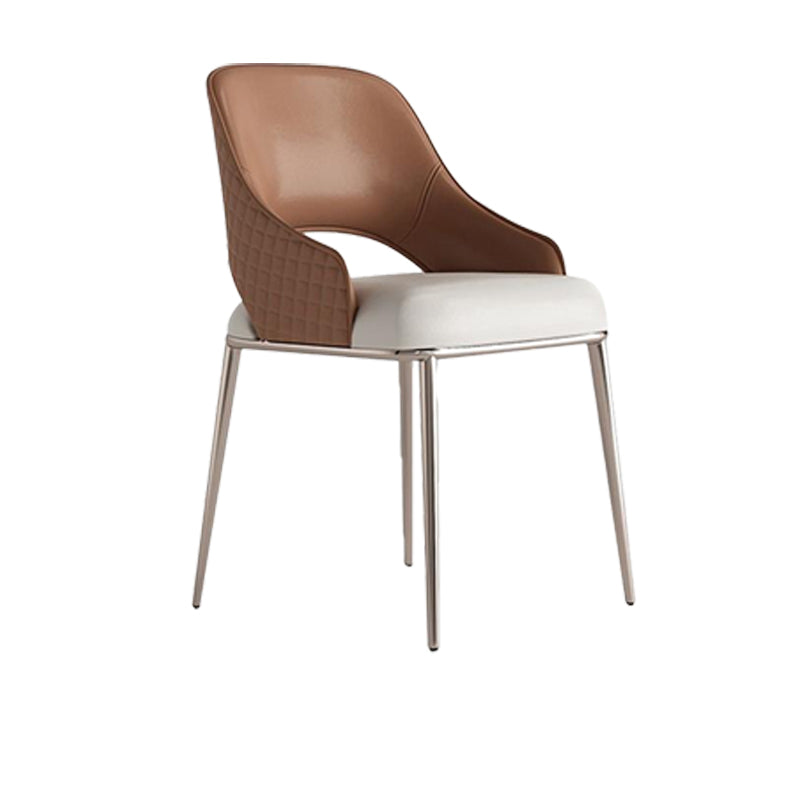 Kitchen Glam Side Chair Metal Legs Open Back Dining Arm Chair 1 Piece Rose Gold Clearhalo 'Dining Chairs' 'Dining Tables & Seating' 'dining_chair' 'furn' 'furn_dining_chair' 'Furniture' 'Kitchen & Dining Furniture' 6780748