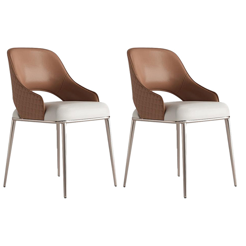 Kitchen Glam Side Chair Metal Legs Open Back Dining Arm Chair 2 Piece Set Rose Gold Clearhalo 'Dining Chairs' 'Dining Tables & Seating' 'dining_chair' 'furn' 'furn_dining_chair' 'Furniture' 'Kitchen & Dining Furniture' 6780751