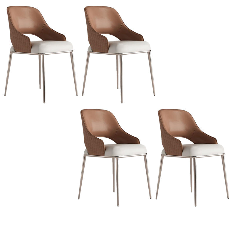 Kitchen Glam Side Chair Metal Legs Open Back Dining Arm Chair 4 Piece Set Rose Gold Clearhalo 'Dining Chairs' 'Dining Tables & Seating' 'dining_chair' 'furn' 'furn_dining_chair' 'Furniture' 'Kitchen & Dining Furniture' 6780752