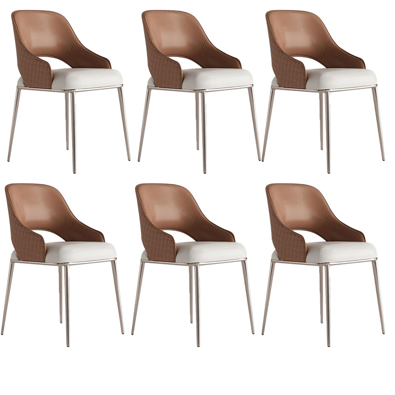Kitchen Glam Side Chair Metal Legs Open Back Dining Arm Chair 6 Piece Set Rose Gold Clearhalo 'Dining Chairs' 'Dining Tables & Seating' 'dining_chair' 'furn' 'furn_dining_chair' 'Furniture' 'Kitchen & Dining Furniture' 6780753