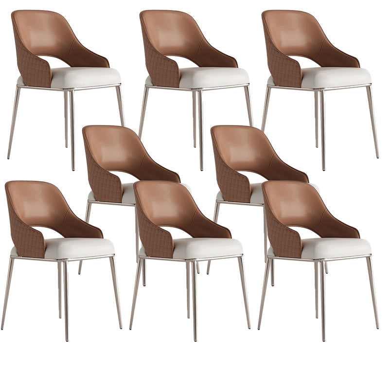 Kitchen Glam Side Chair Metal Legs Open Back Dining Arm Chair 8 Piece Set Rose Gold Clearhalo 'Dining Chairs' 'Dining Tables & Seating' 'dining_chair' 'furn' 'furn_dining_chair' 'Furniture' 'Kitchen & Dining Furniture' 6780754