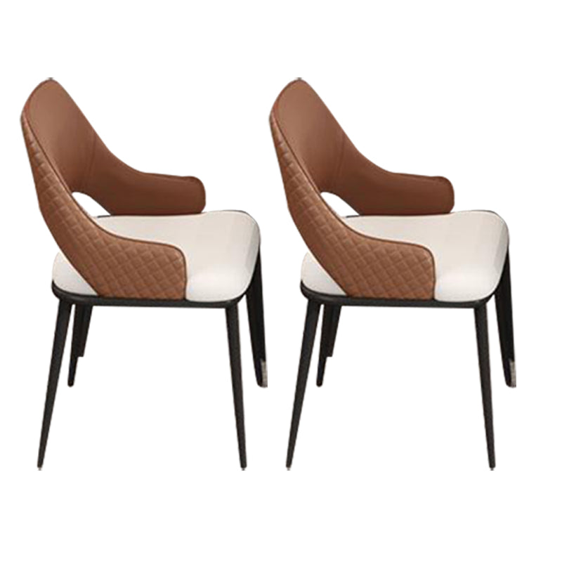 Kitchen Glam Side Chair Metal Legs Open Back Dining Arm Chair 2 Piece Set Black Clearhalo 'Dining Chairs' 'Dining Tables & Seating' 'dining_chair' 'furn' 'furn_dining_chair' 'Furniture' 'Kitchen & Dining Furniture' 6780756