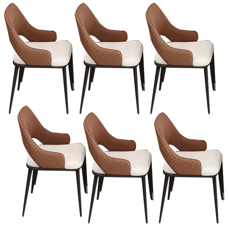 Kitchen Glam Side Chair Metal Legs Open Back Dining Arm Chair 6 Piece Set Black Clearhalo 'Dining Chairs' 'Dining Tables & Seating' 'dining_chair' 'furn' 'furn_dining_chair' 'Furniture' 'Kitchen & Dining Furniture' 6780758