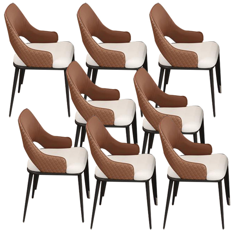 Kitchen Glam Side Chair Metal Legs Open Back Dining Arm Chair 8 Piece Set Black Clearhalo 'Dining Chairs' 'Dining Tables & Seating' 'dining_chair' 'furn' 'furn_dining_chair' 'Furniture' 'Kitchen & Dining Furniture' 6780759