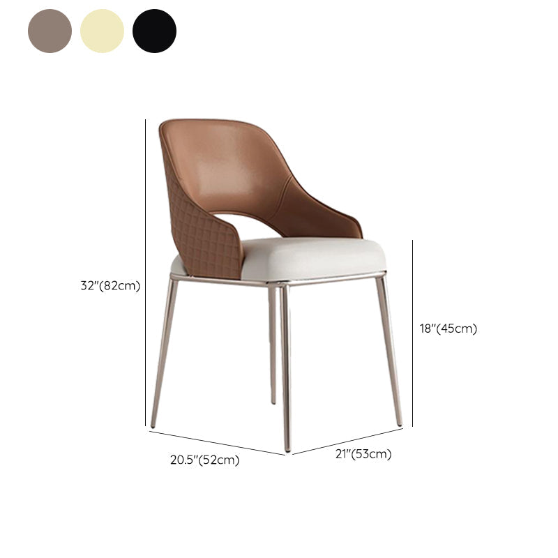 Kitchen Glam Side Chair Metal Legs Open Back Dining Arm Chair Clearhalo 'Dining Chairs' 'Dining Tables & Seating' 'dining_chair' 'furn' 'furn_dining_chair' 'Furniture' 'Kitchen & Dining Furniture' 6780760