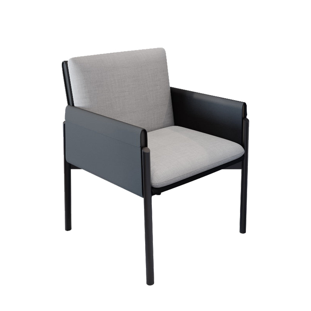 Industrial Kitchen Side Chair Parsons Back Black Legs  Dining Arm Chair