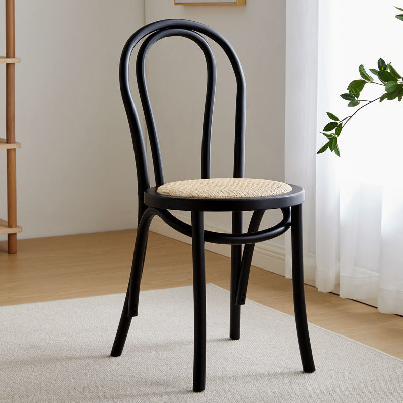 Wood Modern Style Patio Side Chair Open Back Dining Side Chair Black Wicker & Rattan 1 Piece Clearhalo 'Dining Chairs' 'Dining Tables & Seating' 'dining_chair' 'furn' 'furn_dining_chair' 'Furniture' 'Kitchen & Dining Furniture' 6780804