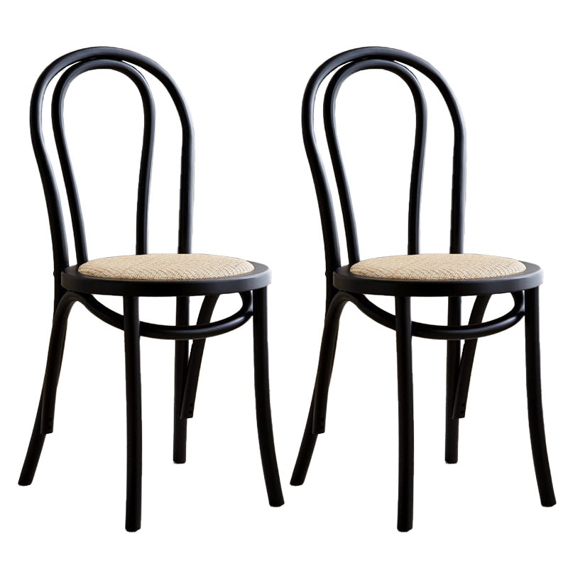 Wood Modern Style Patio Side Chair Open Back Dining Side Chair Black Wicker & Rattan 2 Piece Set Clearhalo 'Dining Chairs' 'Dining Tables & Seating' 'dining_chair' 'furn' 'furn_dining_chair' 'Furniture' 'Kitchen & Dining Furniture' 6780811
