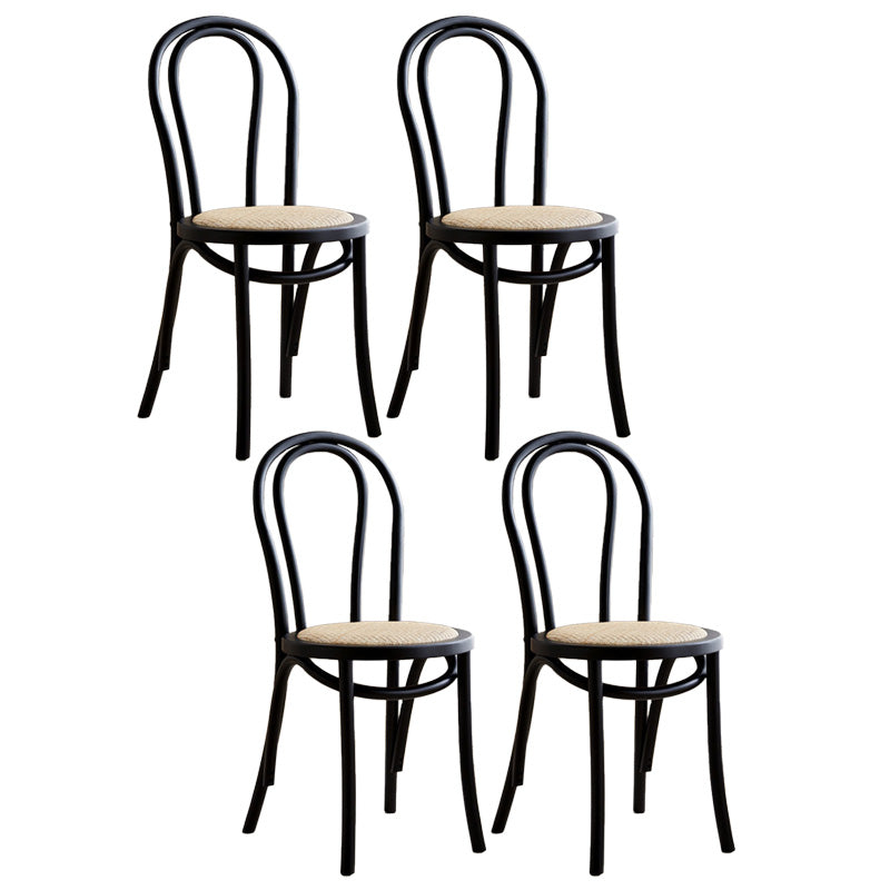 Wood Modern Style Patio Side Chair Open Back Dining Side Chair Black Wicker & Rattan 4 Piece Set Clearhalo 'Dining Chairs' 'Dining Tables & Seating' 'dining_chair' 'furn' 'furn_dining_chair' 'Furniture' 'Kitchen & Dining Furniture' 6780812
