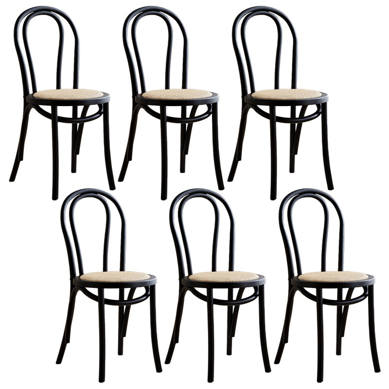 Wood Modern Style Patio Side Chair Open Back Dining Side Chair Black Wicker & Rattan 6 Piece Set Clearhalo 'Dining Chairs' 'Dining Tables & Seating' 'dining_chair' 'furn' 'furn_dining_chair' 'Furniture' 'Kitchen & Dining Furniture' 6780815