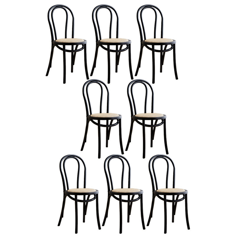 Wood Modern Style Patio Side Chair Open Back Dining Side Chair Black Wicker & Rattan 8 Piece Set Clearhalo 'Dining Chairs' 'Dining Tables & Seating' 'dining_chair' 'furn' 'furn_dining_chair' 'Furniture' 'Kitchen & Dining Furniture' 6780817