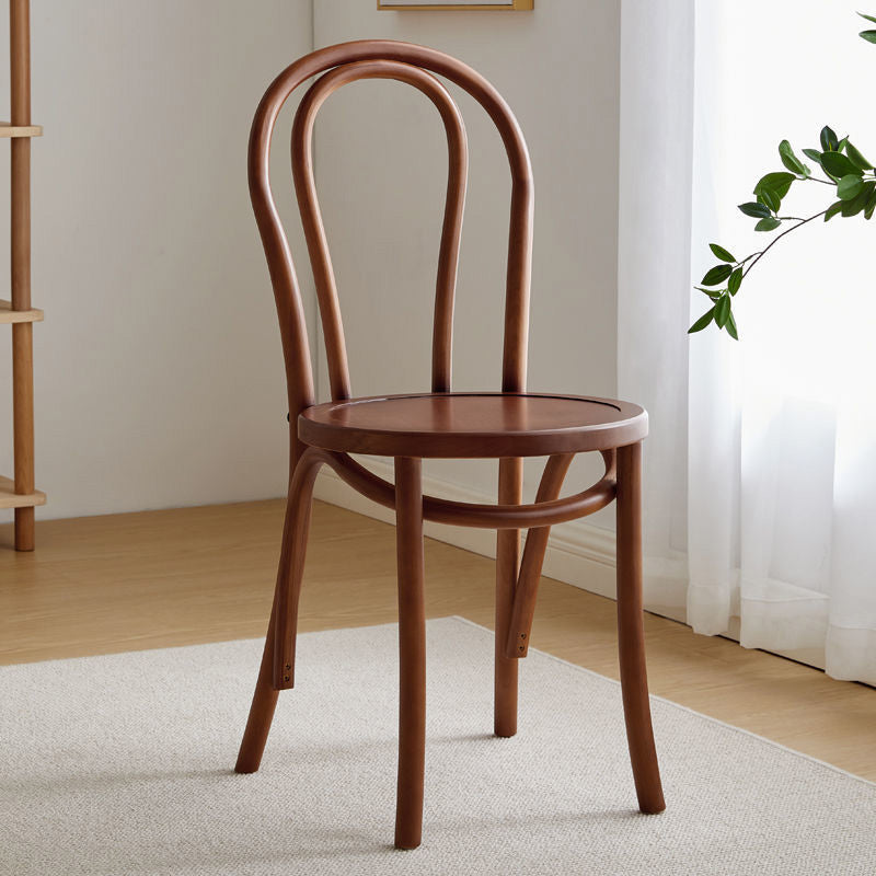Wood Modern Style Patio Side Chair Open Back Dining Side Chair Nut-Brown Wood 1 Piece Clearhalo 'Dining Chairs' 'Dining Tables & Seating' 'dining_chair' 'furn' 'furn_dining_chair' 'Furniture' 'Kitchen & Dining Furniture' 6780838