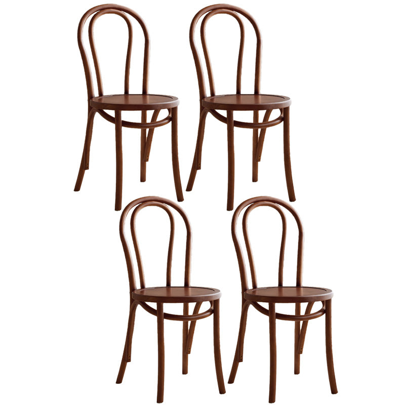 Wood Modern Style Patio Side Chair Open Back Dining Side Chair Nut-Brown Wood 4 Piece Set Clearhalo 'Dining Chairs' 'Dining Tables & Seating' 'dining_chair' 'furn' 'furn_dining_chair' 'Furniture' 'Kitchen & Dining Furniture' 6780840