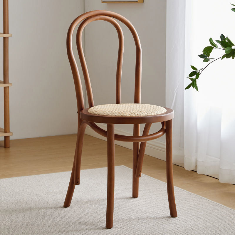 Wood Modern Style Patio Side Chair Open Back Dining Side Chair Nut-Brown Wicker & Rattan 1 Piece Clearhalo 'Dining Chairs' 'Dining Tables & Seating' 'dining_chair' 'furn' 'furn_dining_chair' 'Furniture' 'Kitchen & Dining Furniture' 6780843