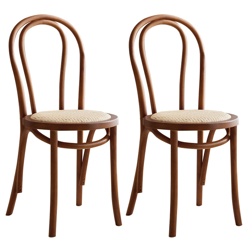 Wood Modern Style Patio Side Chair Open Back Dining Side Chair Nut-Brown Wicker & Rattan 2 Piece Set Clearhalo 'Dining Chairs' 'Dining Tables & Seating' 'dining_chair' 'furn' 'furn_dining_chair' 'Furniture' 'Kitchen & Dining Furniture' 6780844