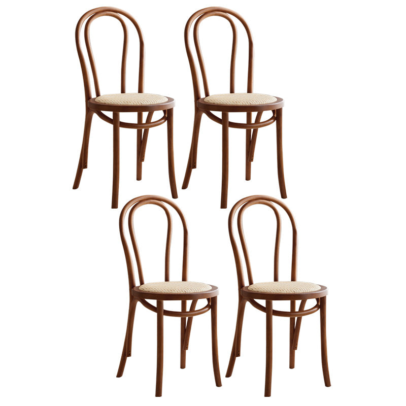 Wood Modern Style Patio Side Chair Open Back Dining Side Chair Nut-Brown Wicker & Rattan 4 Piece Set Clearhalo 'Dining Chairs' 'Dining Tables & Seating' 'dining_chair' 'furn' 'furn_dining_chair' 'Furniture' 'Kitchen & Dining Furniture' 6780845