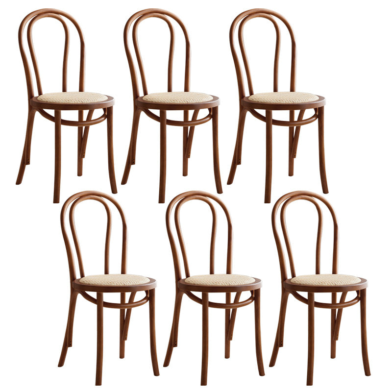 Wood Modern Style Patio Side Chair Open Back Dining Side Chair Nut-Brown Wicker & Rattan 6 Piece Set Clearhalo 'Dining Chairs' 'Dining Tables & Seating' 'dining_chair' 'furn' 'furn_dining_chair' 'Furniture' 'Kitchen & Dining Furniture' 6780846