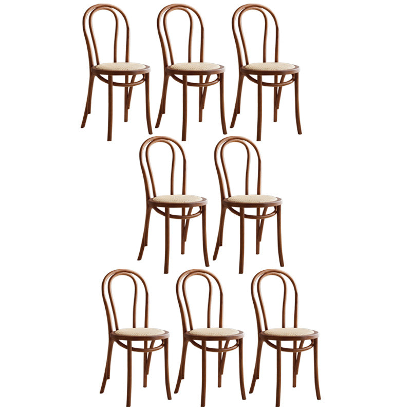 Wood Modern Style Patio Side Chair Open Back Dining Side Chair Nut-Brown Wicker & Rattan 8 Piece Set Clearhalo 'Dining Chairs' 'Dining Tables & Seating' 'dining_chair' 'furn' 'furn_dining_chair' 'Furniture' 'Kitchen & Dining Furniture' 6780847