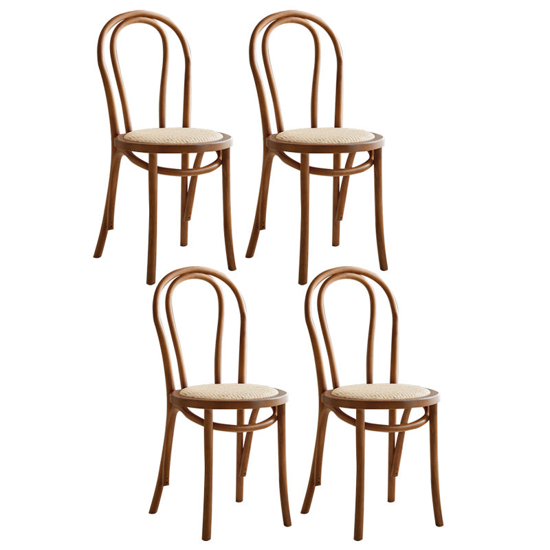 Wood Modern Style Patio Side Chair Open Back Dining Side Chair Cherry Wicker & Rattan 4 Piece Set Clearhalo 'Dining Chairs' 'Dining Tables & Seating' 'dining_chair' 'furn' 'furn_dining_chair' 'Furniture' 'Kitchen & Dining Furniture' 6780855