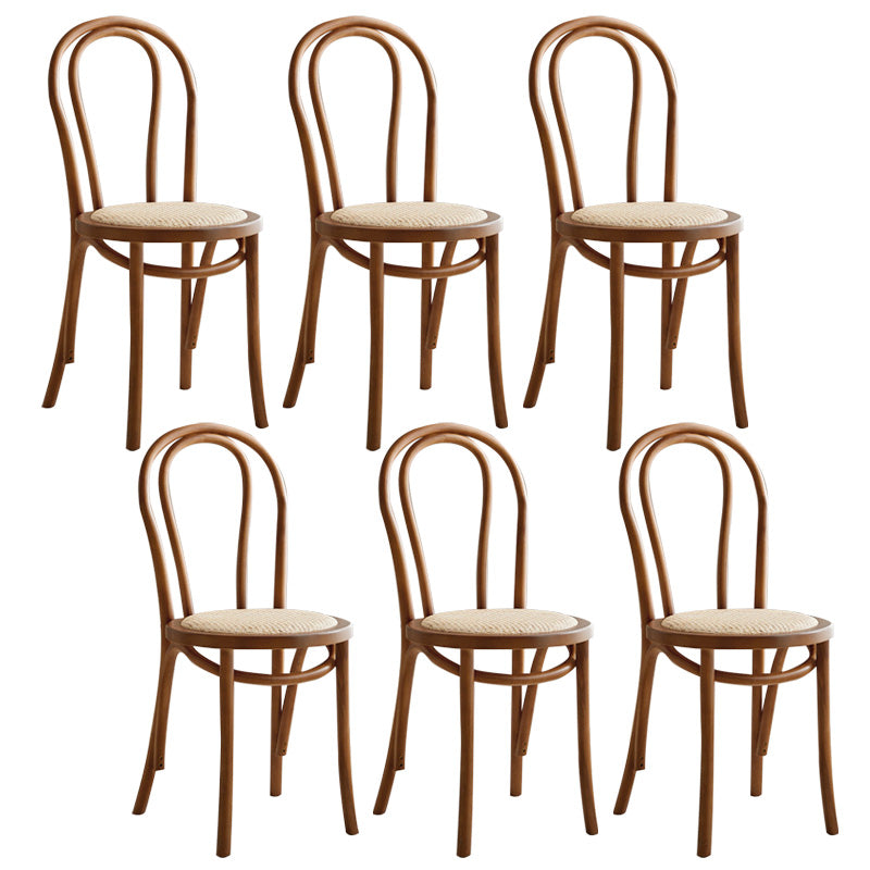 Wood Modern Style Patio Side Chair Open Back Dining Side Chair Cherry Wicker & Rattan 6 Piece Set Clearhalo 'Dining Chairs' 'Dining Tables & Seating' 'dining_chair' 'furn' 'furn_dining_chair' 'Furniture' 'Kitchen & Dining Furniture' 6780856