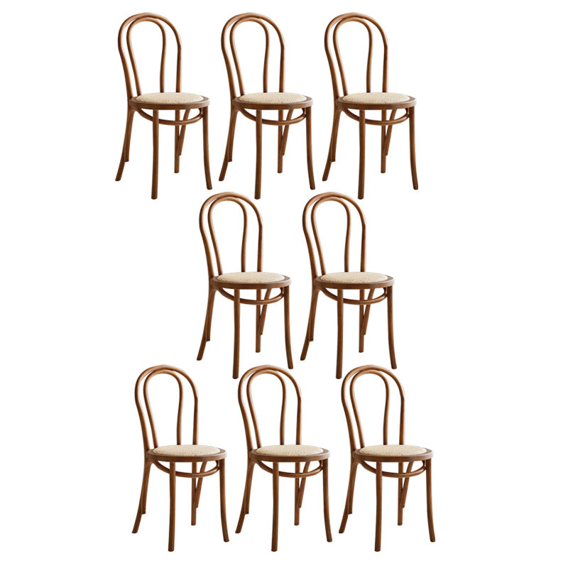Wood Modern Style Patio Side Chair Open Back Dining Side Chair Cherry Wicker & Rattan 8 Piece Set Clearhalo 'Dining Chairs' 'Dining Tables & Seating' 'dining_chair' 'furn' 'furn_dining_chair' 'Furniture' 'Kitchen & Dining Furniture' 6780857