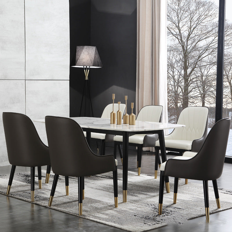 Chaises de salle à manger rembourrées industrielles chaise Parsons en jambes noires