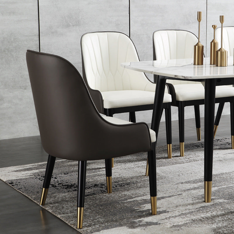 Chaises de salle à manger rembourrées industrielles chaise Parsons en jambes noires