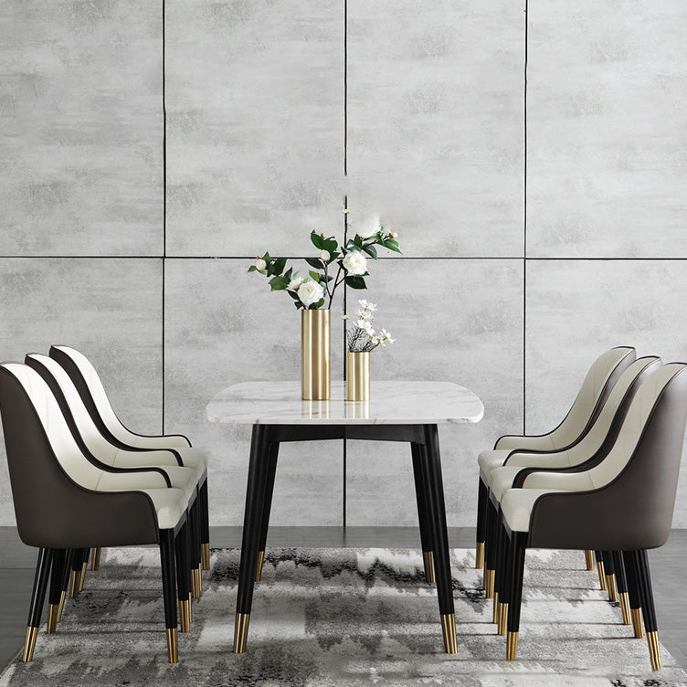 Chaises de salle à manger rembourrées industrielles chaise Parsons en jambes noires