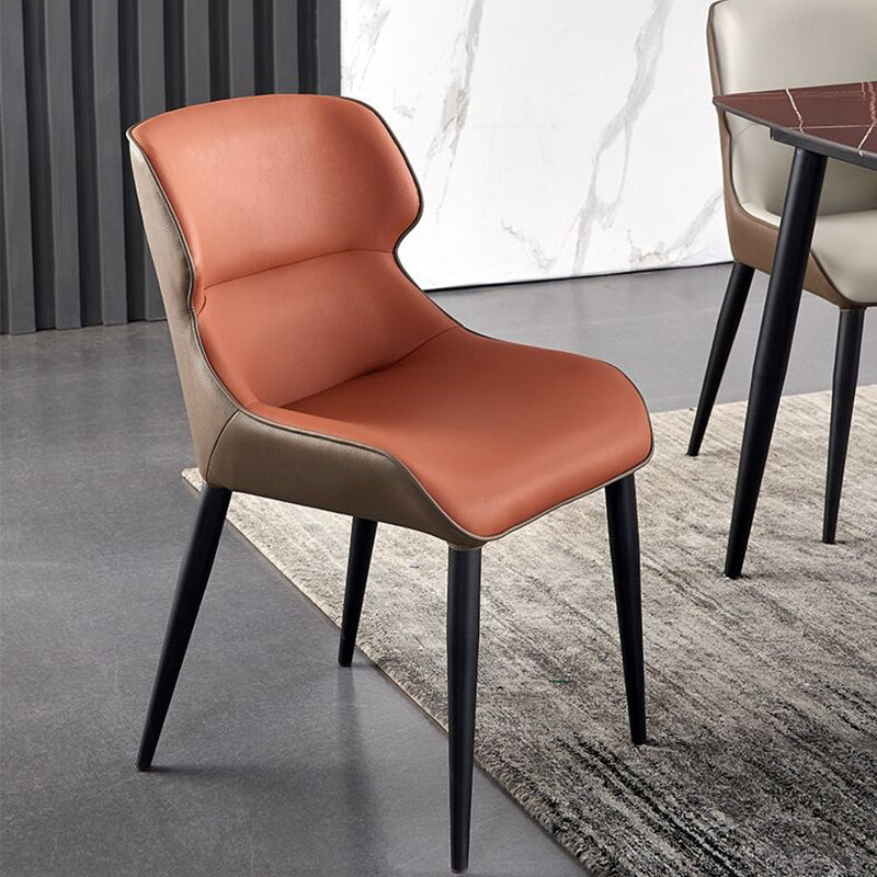 Home Upholstered Chair Dining Room Faux Leather Parsons Dining Chair Orange 1 Piece Clearhalo 'Dining Chairs' 'Dining Tables & Seating' 'dining_chair' 'furn' 'furn_dining_chair' 'Furniture' 'Kitchen & Dining Furniture' 6781003