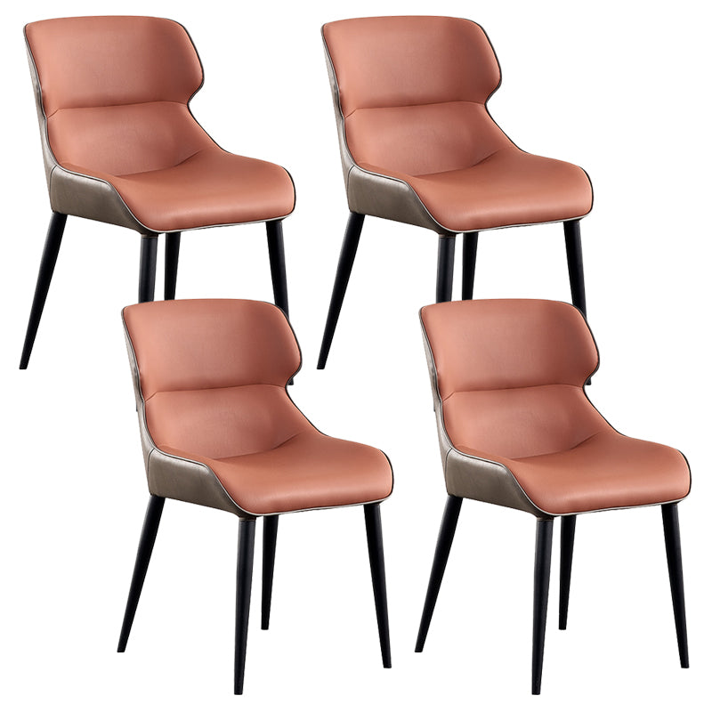 Home Upholstered Chair Dining Room Faux Leather Parsons Dining Chair Orange 4 Piece Set Clearhalo 'Dining Chairs' 'Dining Tables & Seating' 'dining_chair' 'furn' 'furn_dining_chair' 'Furniture' 'Kitchen & Dining Furniture' 6781010